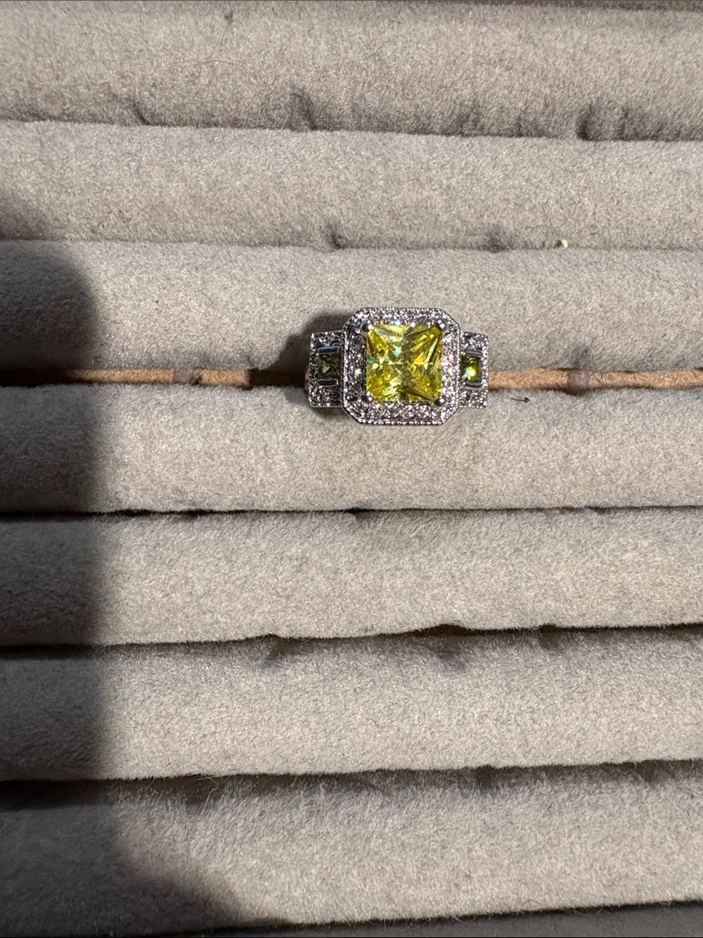 Yellow Gemstone Halo Ring - Women's Fashion Ring